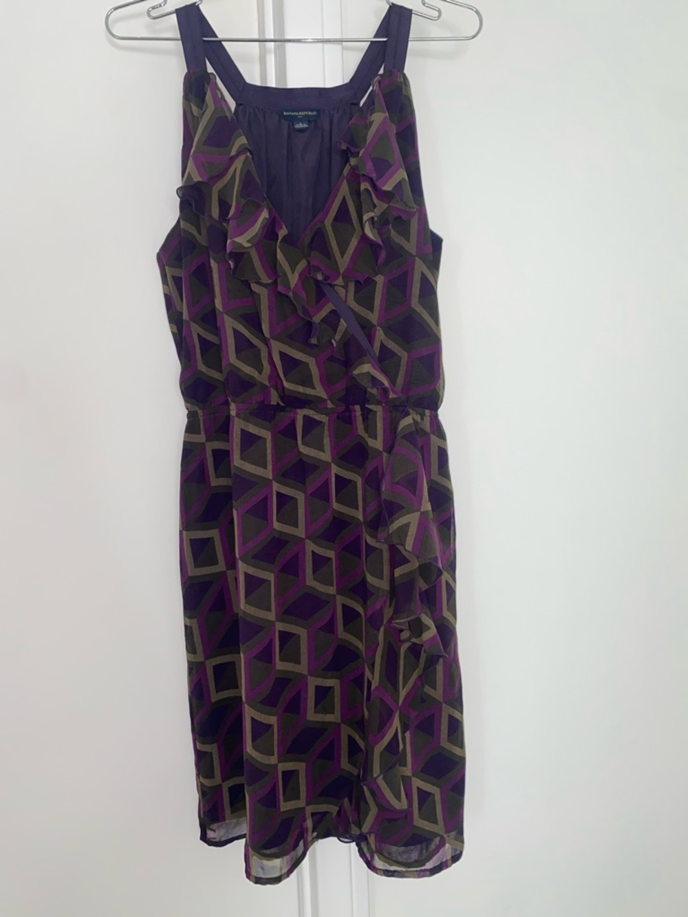 Banana Republic Purple & Olive Geometric Midi Dress
